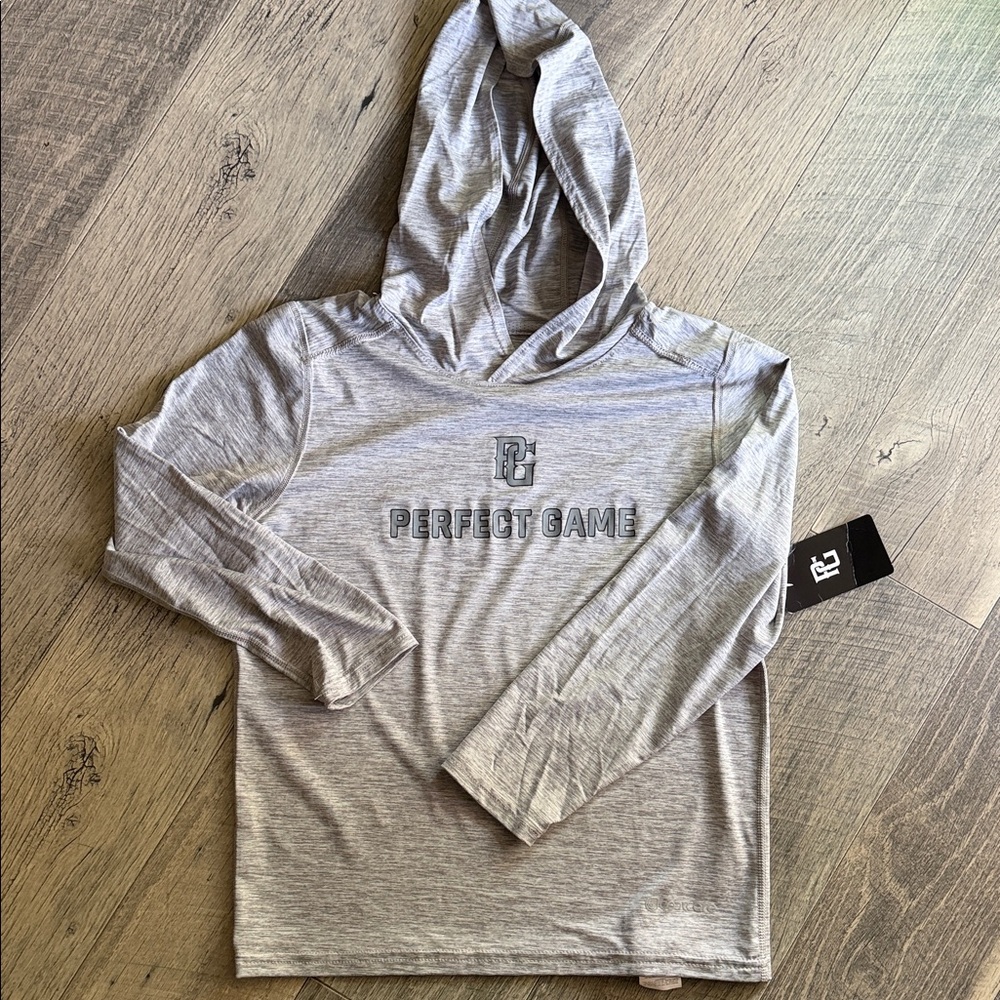 Gray Hooded Long Sleeve Shirt